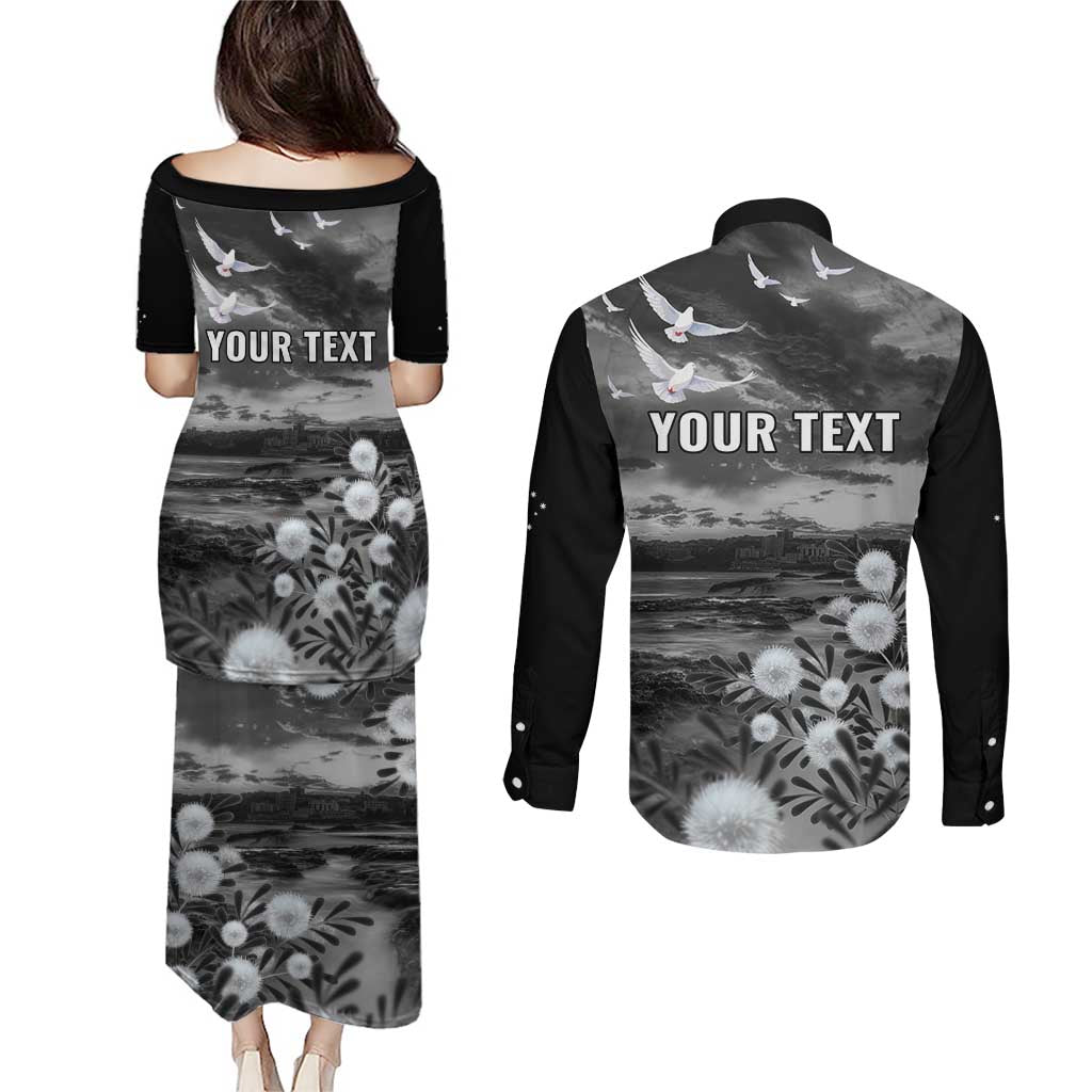 Bondi Beach Sydney Personalised Couples Matching Puletasi and Long Sleeve Button Shirt Pray For Bondi Australia - Aussie Hoodie