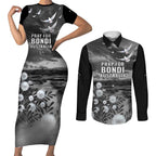 Bondi Beach Sydney Personalised Couples Matching Short Sleeve Bodycon Dress and Long Sleeve Button Shirt Pray For Bondi Australia - Aussie Hoodie