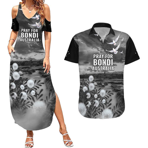 Bondi Beach Sydney Personalised Couples Matching Summer Maxi Dress and Hawaiian Shirt Pray For Bondi Australia - Aussie Hoodie