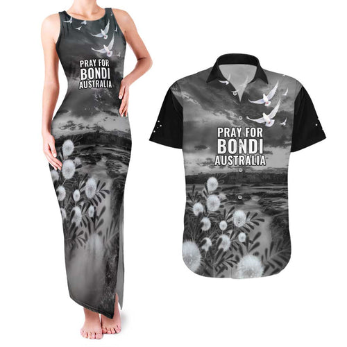 Bondi Beach Sydney Personalised Couples Matching Tank Maxi Dress and Hawaiian Shirt Pray For Bondi Australia - Aussie Hoodie