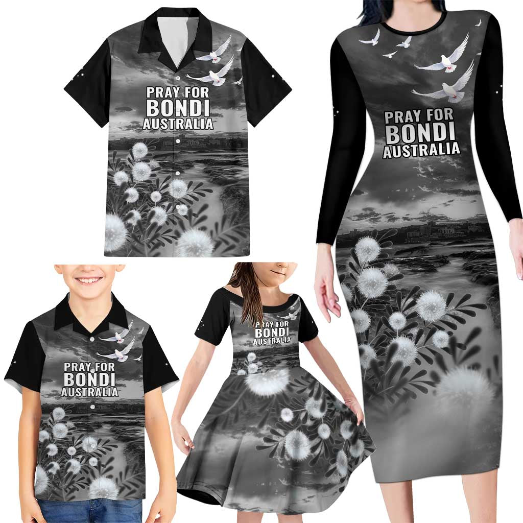 Bondi Beach Sydney Personalised Family Matching Long Sleeve Bodycon Dress and Hawaiian Shirt Pray For Bondi Australia - Aussie Hoodie
