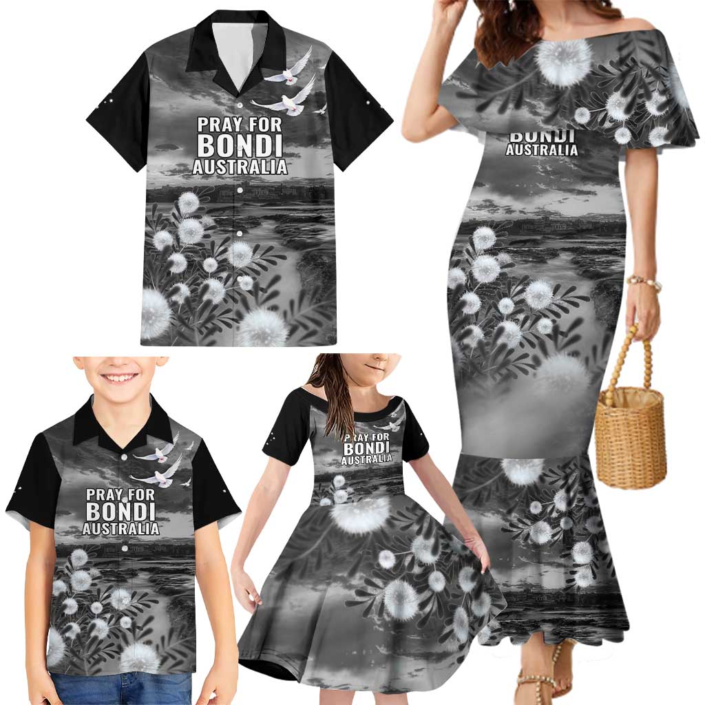 Bondi Beach Sydney Personalised Family Matching Mermaid Dress and Hawaiian Shirt Pray For Bondi Australia - Aussie Hoodie