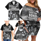 Bondi Beach Sydney Personalised Family Matching Off Shoulder Short Dress and Hawaiian Shirt Pray For Bondi Australia - Aussie Hoodie