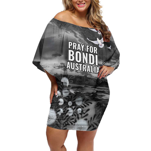Bondi Beach Sydney Personalised Family Matching Off Shoulder Short Dress and Hawaiian Shirt Pray For Bondi Australia - Aussie Hoodie