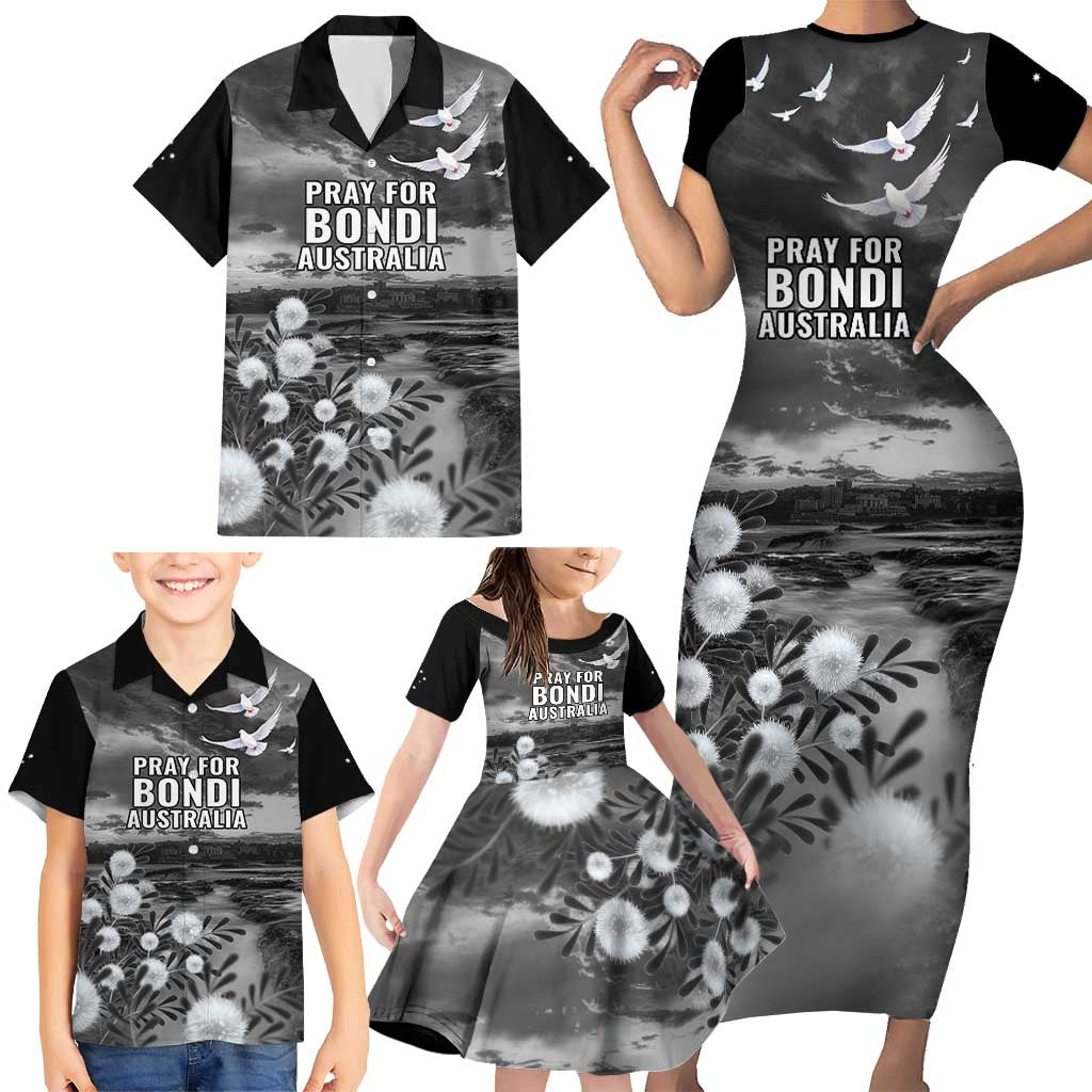 Bondi Beach Sydney Personalised Family Matching Short Sleeve Bodycon Dress and Hawaiian Shirt Pray For Bondi Australia - Aussie Hoodie