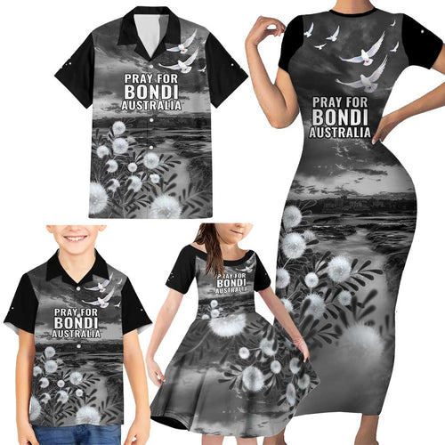 Bondi Beach Sydney Personalised Family Matching Short Sleeve Bodycon Dress and Hawaiian Shirt Pray For Bondi Australia - Aussie Hoodie