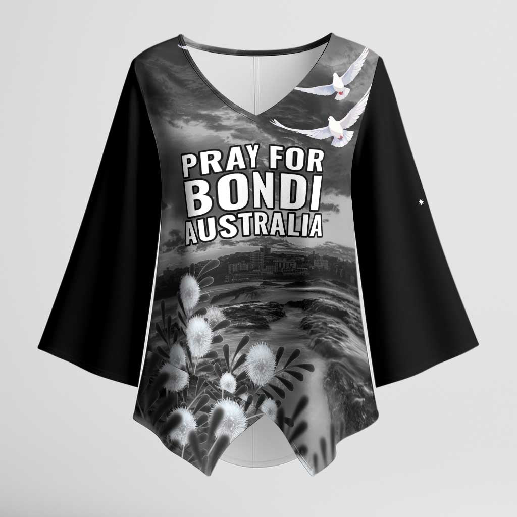 Bondi Beach Sydney Personalised Kimono Sleeve Blouse Pray For Bondi Australia - Aussie Hoodie