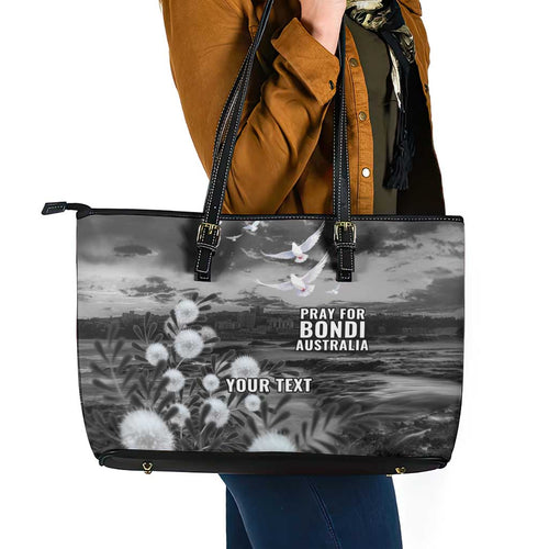 Bondi Beach Sydney Personalised Leather Tote Bag Pray For Bondi Australia - Aussie Hoodie
