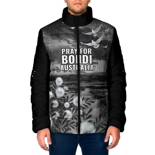 Bondi Beach Sydney Personalised Padded Jacket Pray For Bondi Australia - Aussie Hoodie