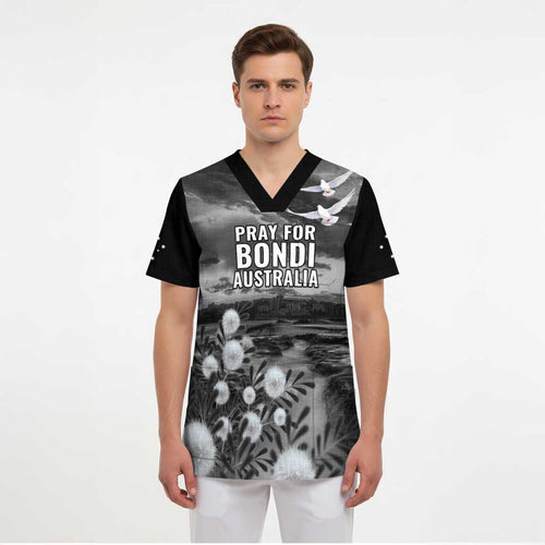 Bondi Beach Sydney Personalised Scrub Top Pray For Bondi Australia - Aussie Hoodie