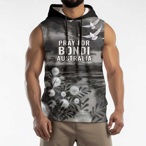 Bondi Beach Sydney Personalised Sleeveless Hoodie Pray For Bondi Australia - Aussie Hoodie