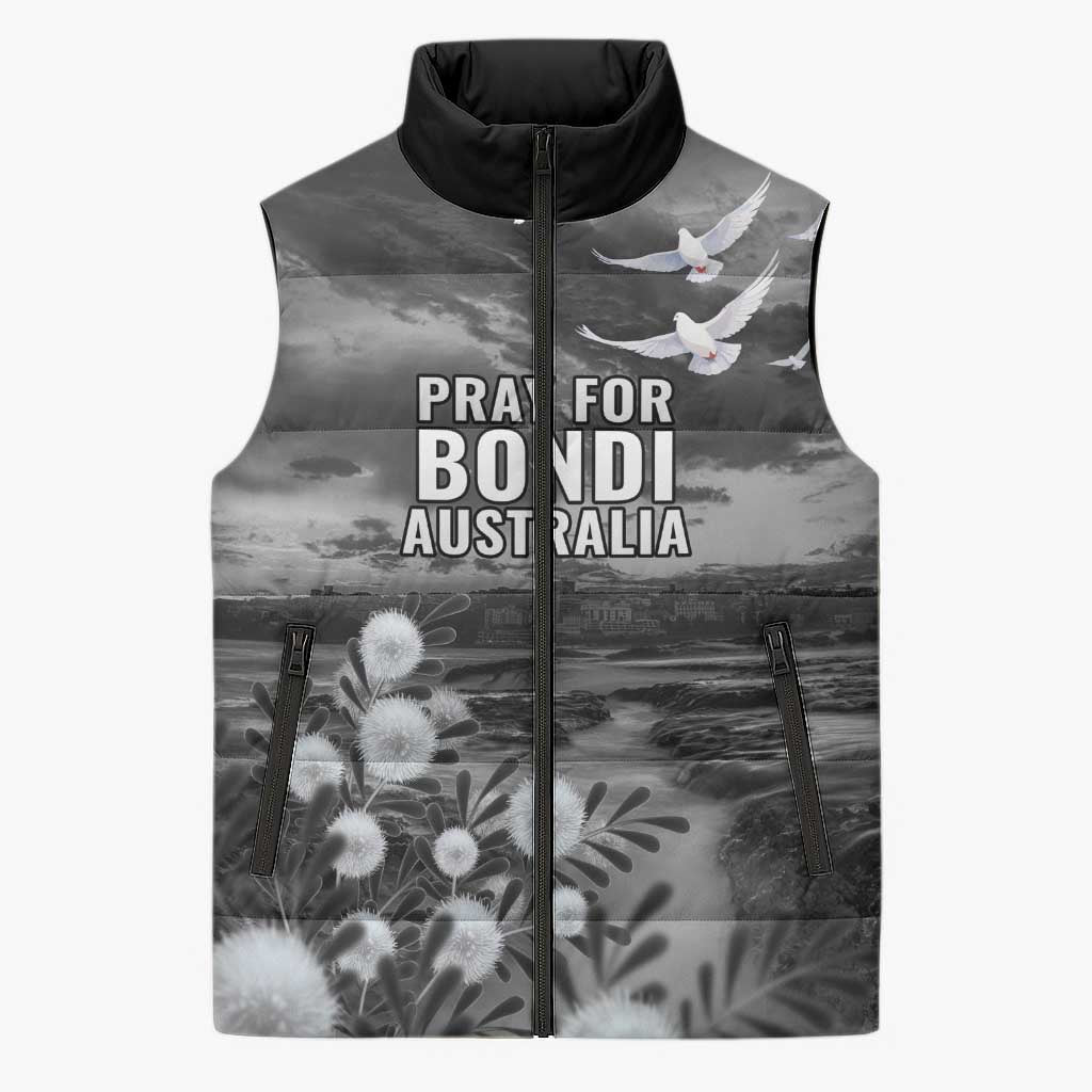 Bondi Beach Sydney Personalised Sleeveless Puffer Jacket Pray For Bondi Australia - Aussie Hoodie