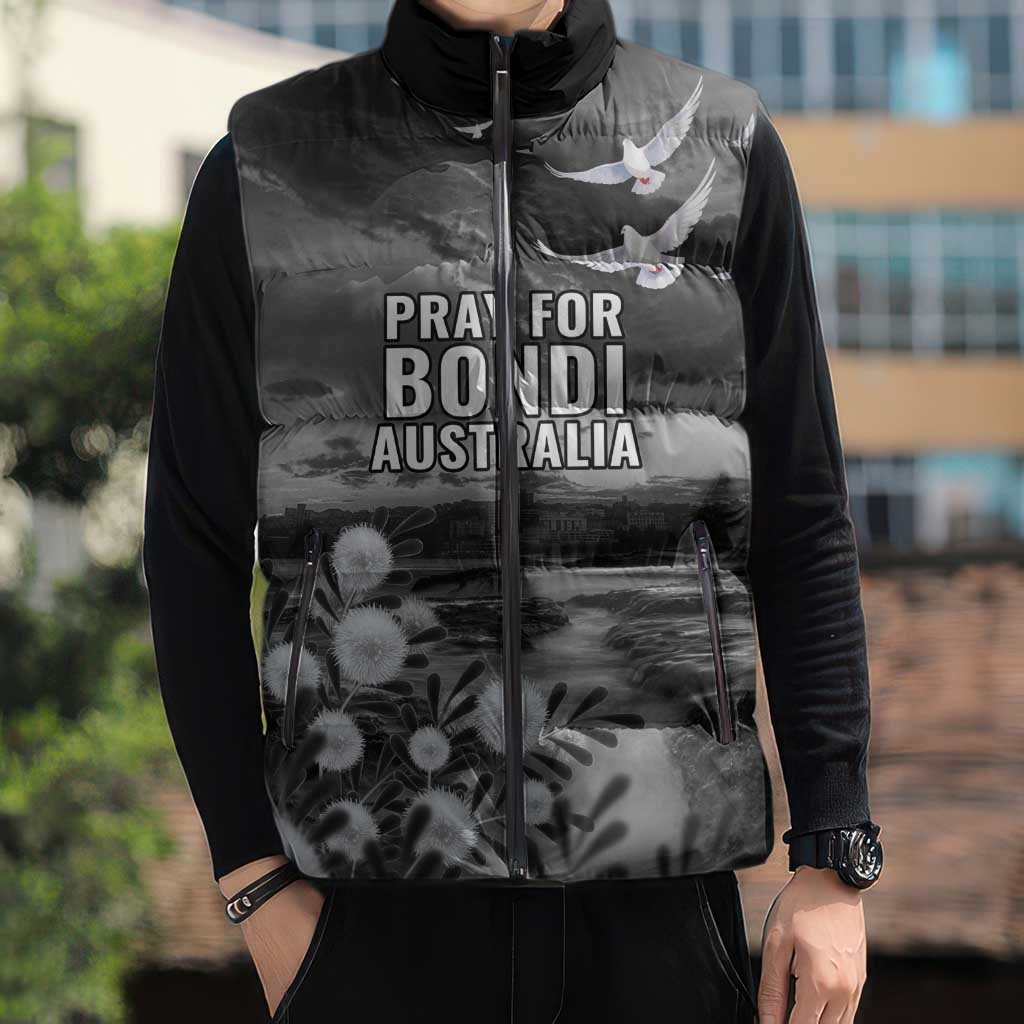 Bondi Beach Sydney Personalised Sleeveless Puffer Jacket Pray For Bondi Australia - Aussie Hoodie