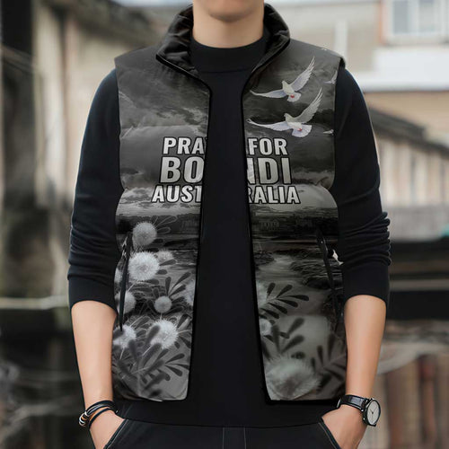 Bondi Beach Sydney Personalised Sleeveless Puffer Jacket Pray For Bondi Australia - Aussie Hoodie