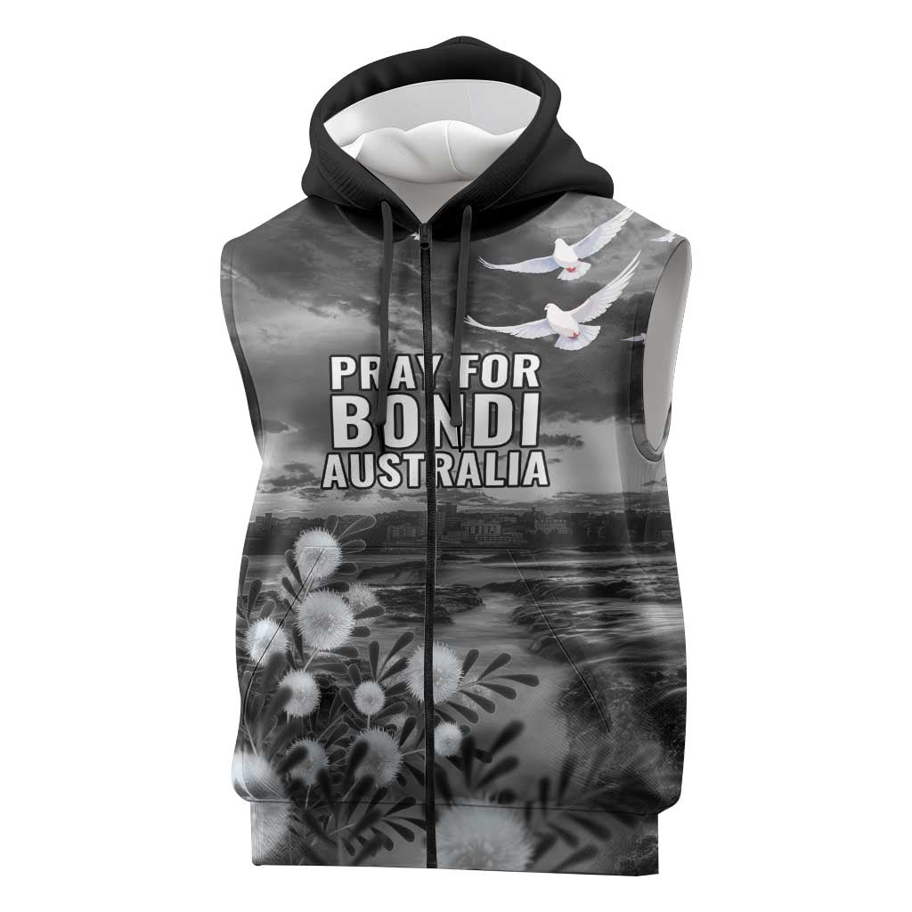 Bondi Beach Sydney Personalised Sleeveless Zip Hoodie Pray For Bondi Australia - Aussie Hoodie