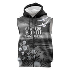 Bondi Beach Sydney Personalised Sleeveless Zip Hoodie Pray For Bondi Australia - Aussie Hoodie