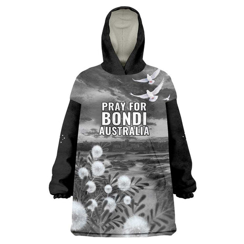 Bondi Beach Sydney Personalised Wearable Blanket Hoodie Pray For Bondi Australia - Aussie Hoodie