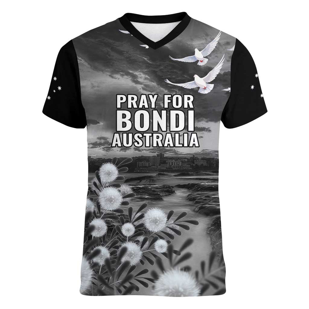 Bondi Beach Sydney Personalised Women V-Neck T-Shirt Pray For Bondi Australia - Aussie Hoodie