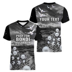 Bondi Beach Sydney Personalised Women V-Neck T-Shirt Pray For Bondi Australia - Aussie Hoodie