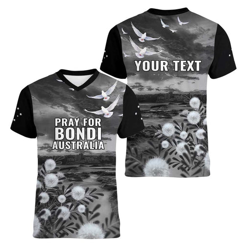 Bondi Beach Sydney Personalised Women V-Neck T-Shirt Pray For Bondi Australia - Aussie Hoodie