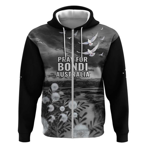 Bondi Beach Sydney Personalised Zip Hoodie Pray For Bondi Australia - Aussie Hoodie