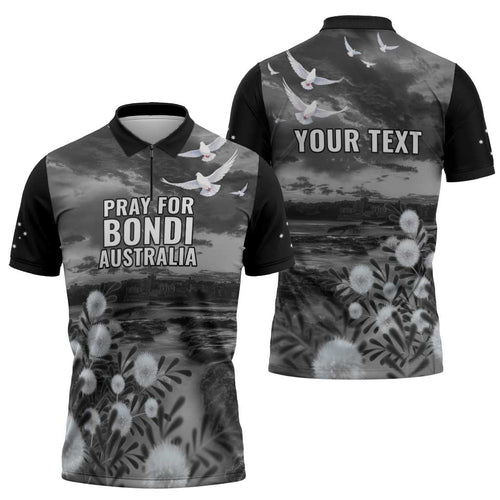 Bondi Beach Sydney Personalised Zipper Polo Shirt Pray For Bondi Australia - Aussie Hoodie