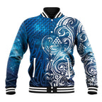 Matariki Galaxy Baseball Jacket Maori Taniko Pattern