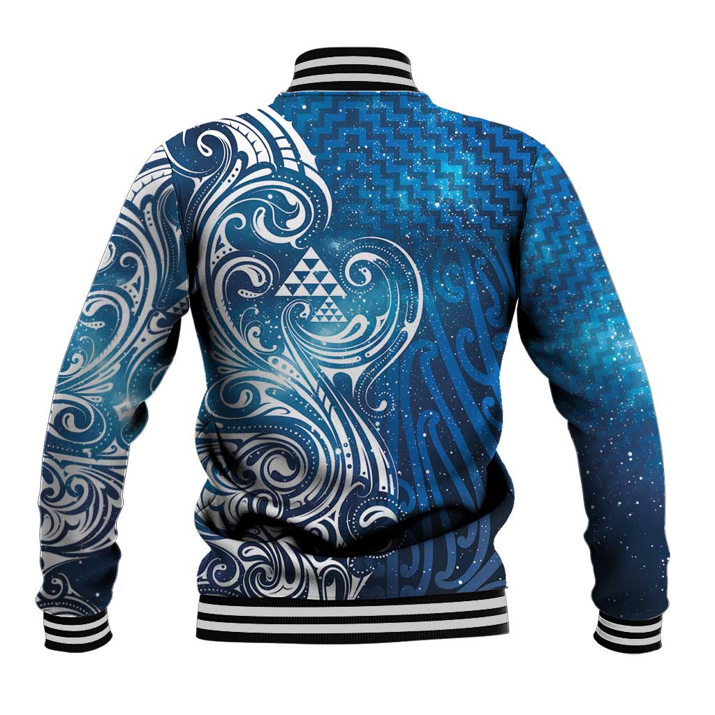 Matariki Galaxy Baseball Jacket Maori Taniko Pattern