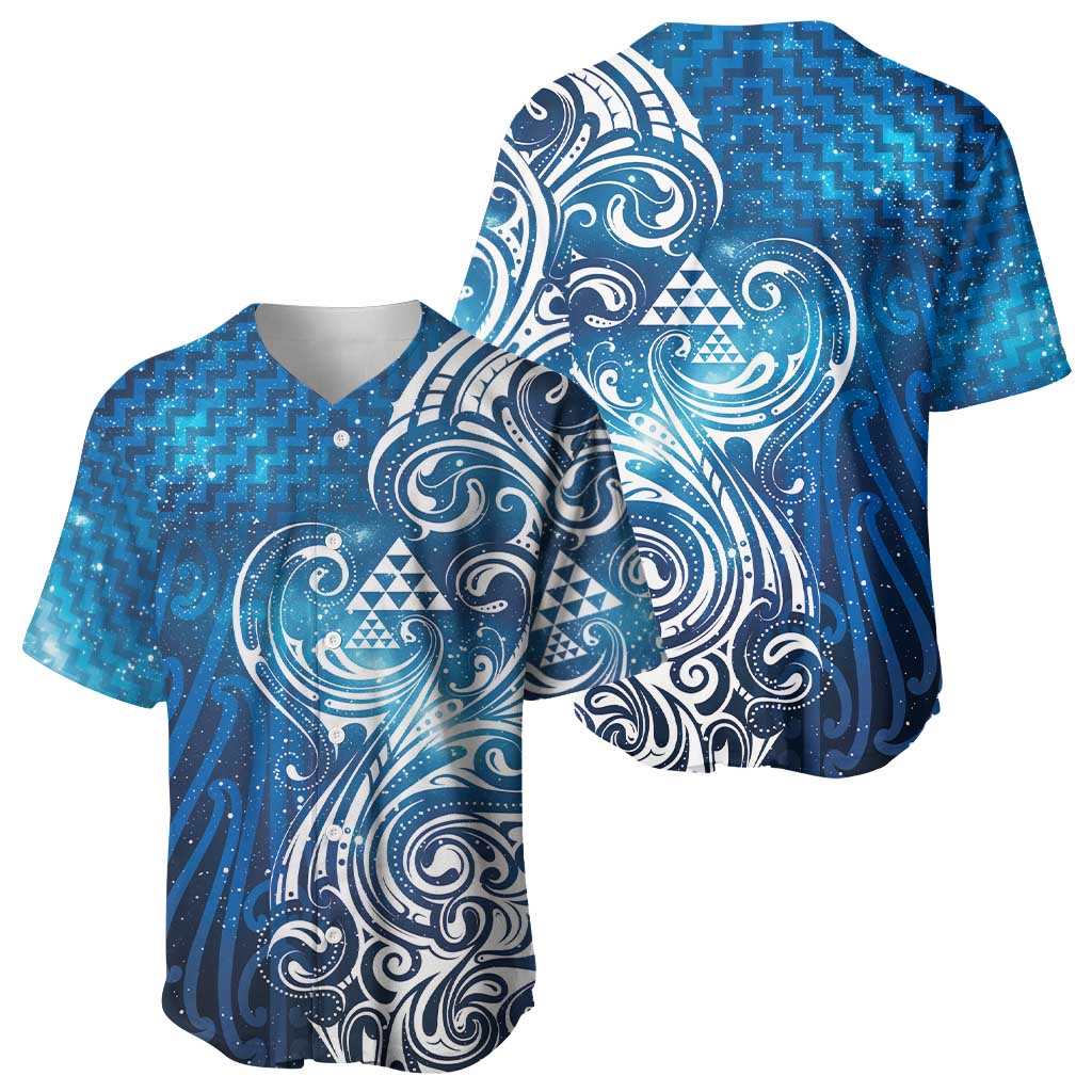 Matariki Galaxy Baseball Jersey Maori Taniko Pattern