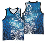 Matariki Galaxy Basketball Jersey Maori Taniko Pattern