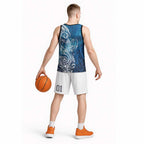 Matariki Galaxy Basketball Jersey Maori Taniko Pattern