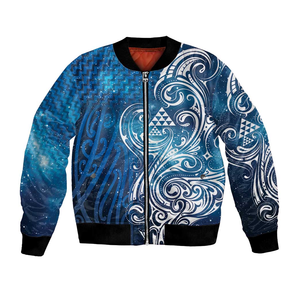 Matariki Galaxy Bomber Jacket Maori Taniko Pattern