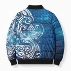 Matariki Galaxy Bomber Puffer Jacket Maori Taniko Pattern