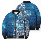 Matariki Galaxy Bomber Puffer Jacket Maori Taniko Pattern