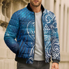 Matariki Galaxy Bomber Puffer Jacket Maori Taniko Pattern
