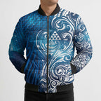 Matariki Galaxy Bomber Puffer Jacket Maori Taniko Pattern