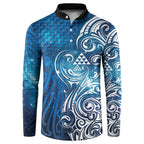 Matariki Galaxy Button Sweatshirt Maori Taniko Pattern