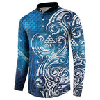 Matariki Galaxy Button Sweatshirt Maori Taniko Pattern