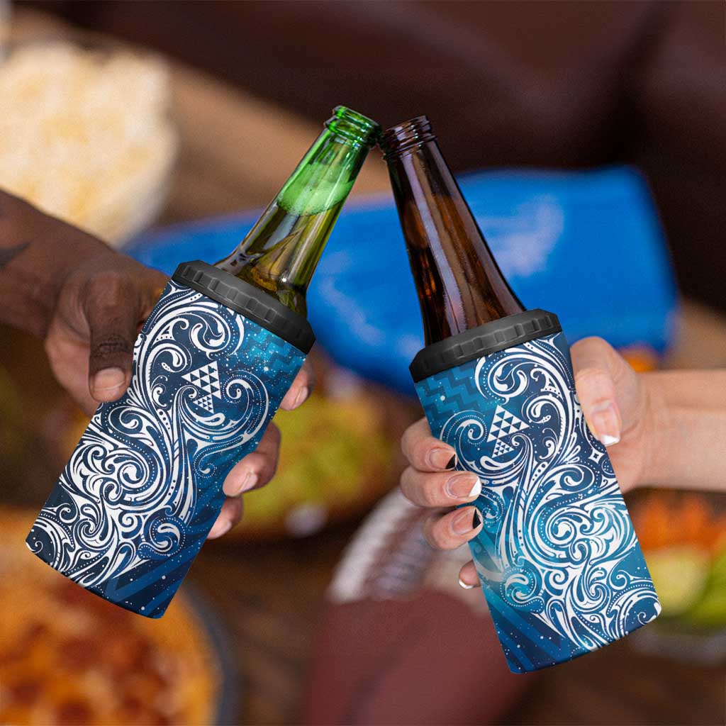 Matariki Galaxy 4 in 1 Can Cooler Tumbler Maori Taniko Pattern