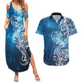 Matariki Galaxy Couples Matching Summer Maxi Dress and Hawaiian Shirt Maori Taniko Pattern