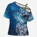 Matariki Galaxy Cross Shoulder Shirt Maori Taniko Pattern