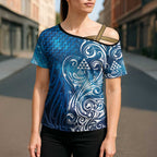 Matariki Galaxy Cross Shoulder Shirt Maori Taniko Pattern