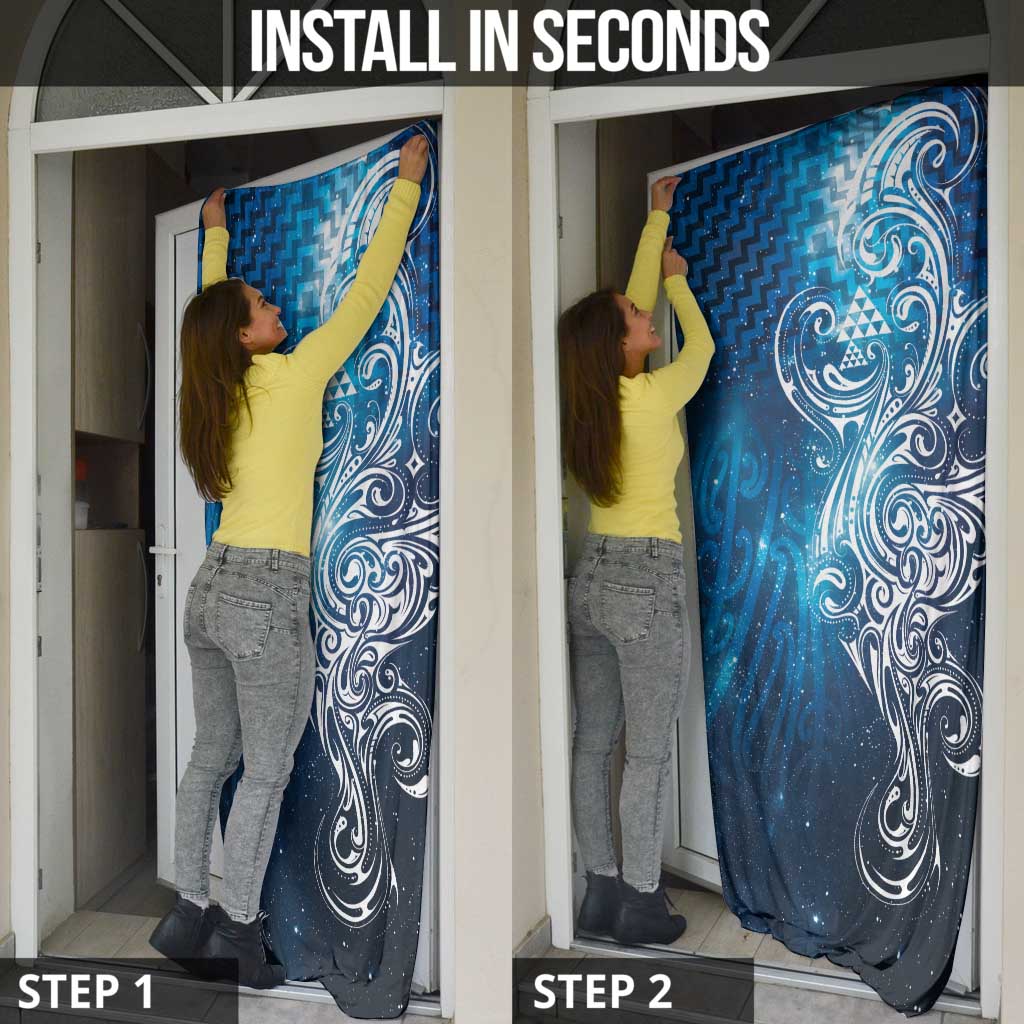 Matariki Galaxy Door Cover Maori Taniko Pattern