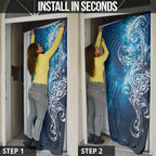 Matariki Galaxy Door Cover Maori Taniko Pattern