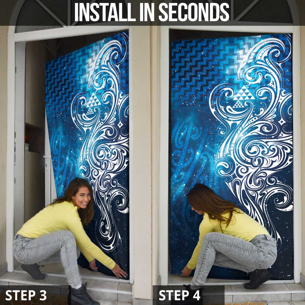 Matariki Galaxy Door Cover Maori Taniko Pattern