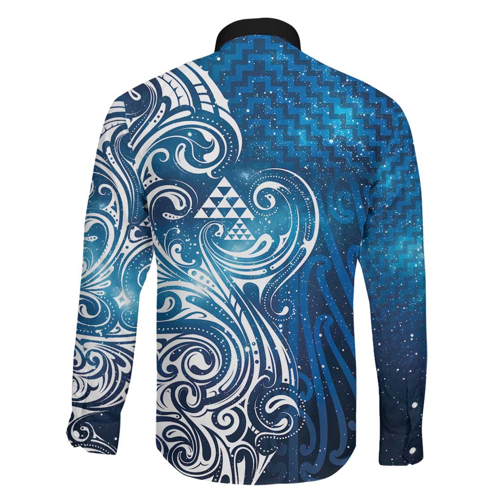 Matariki Galaxy Family Matching Off Shoulder Short Dress and Hawaiian Shirt Maori Taniko Pattern