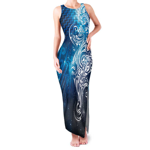 Matariki Galaxy Family Matching Tank Maxi Dress and Hawaiian Shirt Maori Taniko Pattern