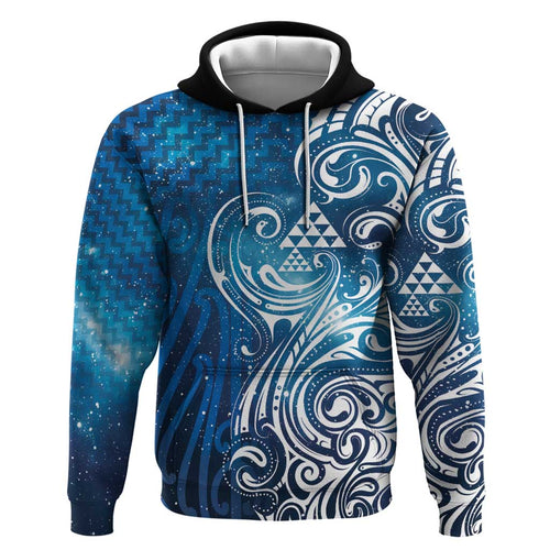 Matariki Galaxy Hoodie Maori Taniko Pattern