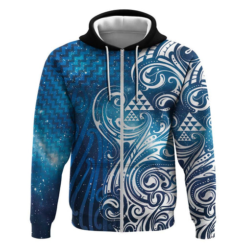 Matariki Galaxy Hoodie Maori Taniko Pattern