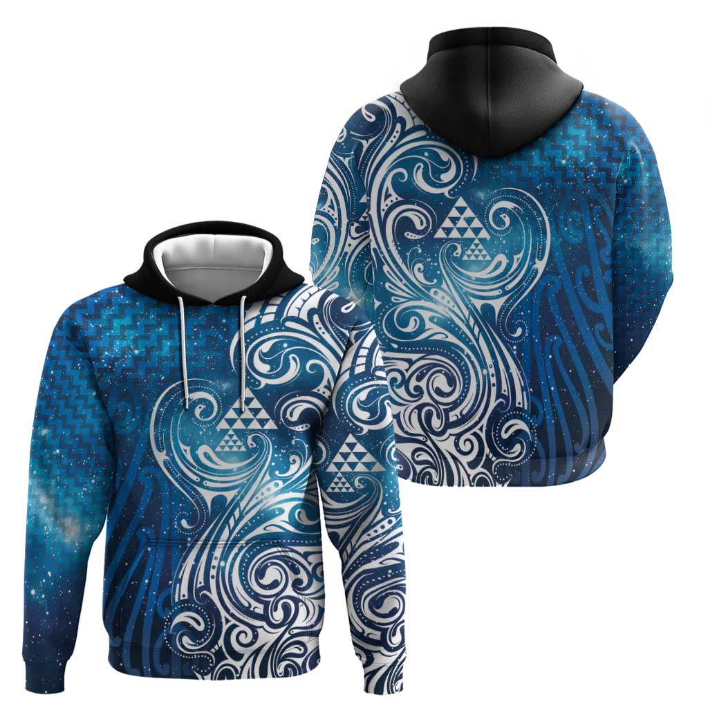 Matariki Galaxy Hoodie Maori Taniko Pattern